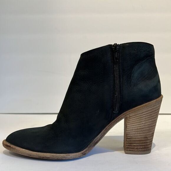 Vince Black Leather Heeled Ankle Booties Size 6.5‎ - Picture 6 of 12